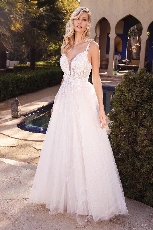 Cinderella Divine CB072W Layered A-Line Tulle Bridal Gown