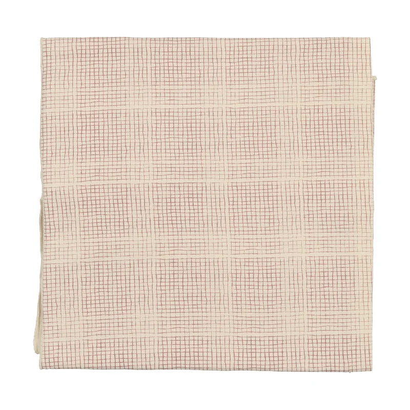 Lilette Grid Blanket - Cream/Rose