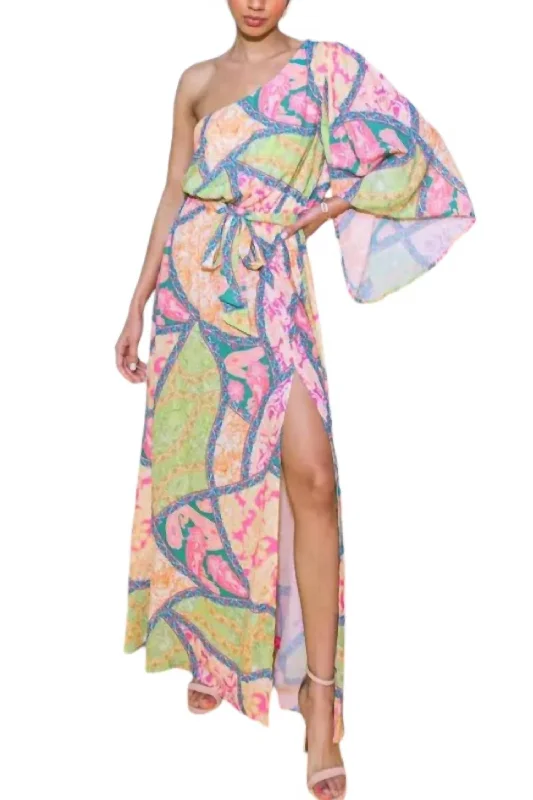 Paisley Printed Woven Maxi Dress In Multicolor