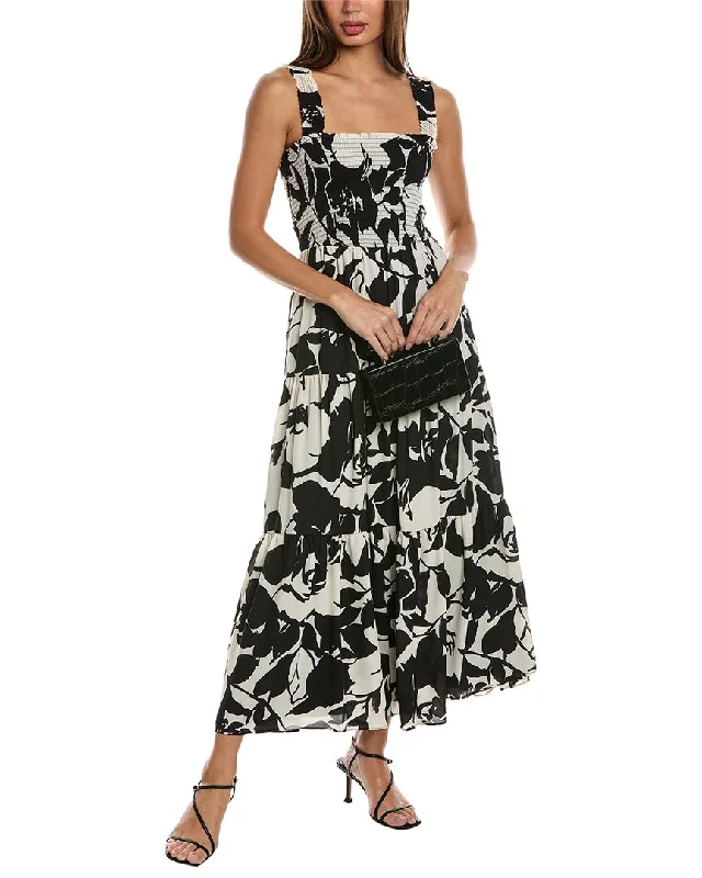 Anne Klein Smocked Bodice Maxi Dress