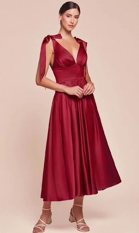 Ladivine 7499 - Tea Length A-Line Dress