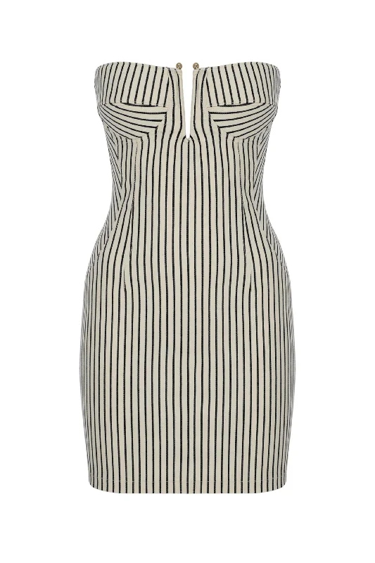 Striped Strapless Mini Dress