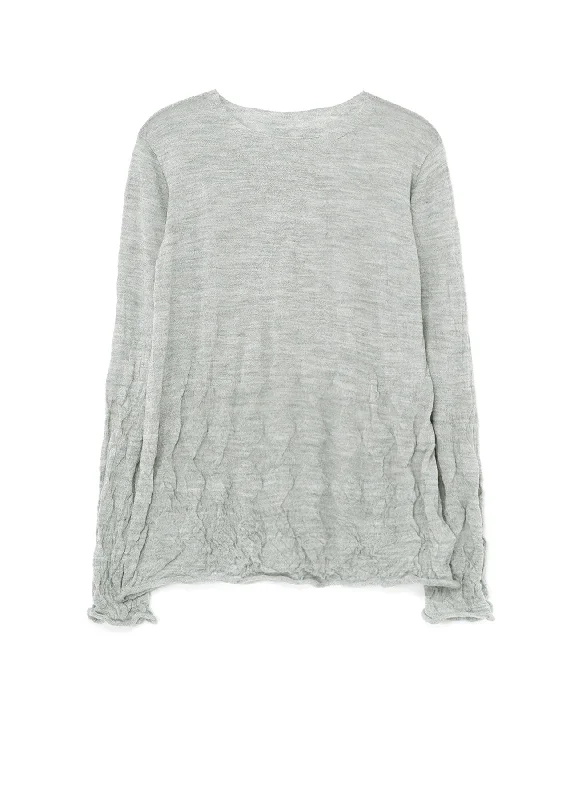 WOOL WRINKLE ROUND NECK LONG SLEEVE T-SHIRT