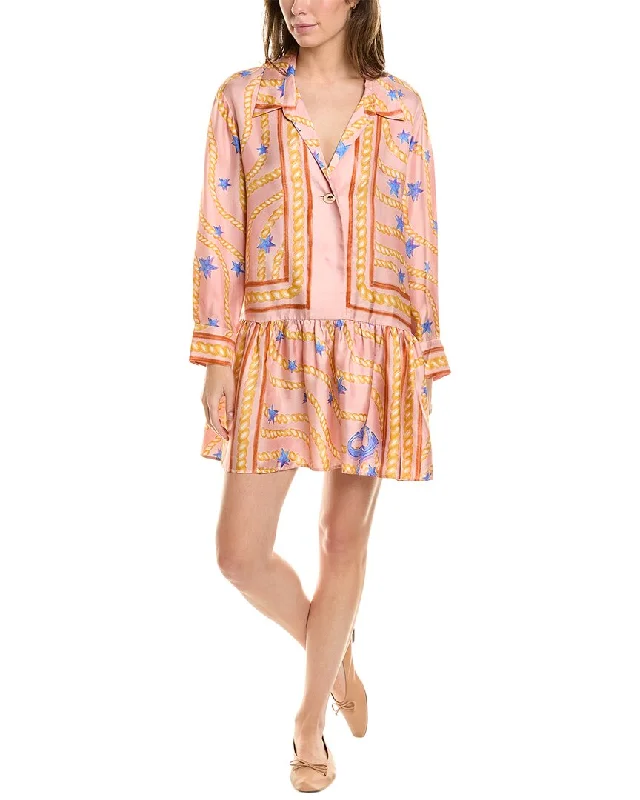 Sandro Flounce Silk Mini Dress