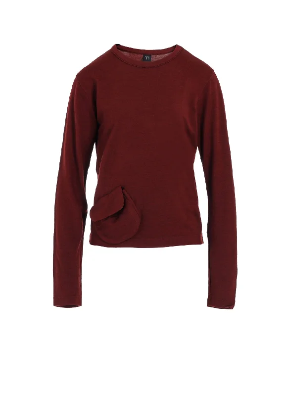 WOOL JERSEY CREW NECK PULLOVER WITH POCKET