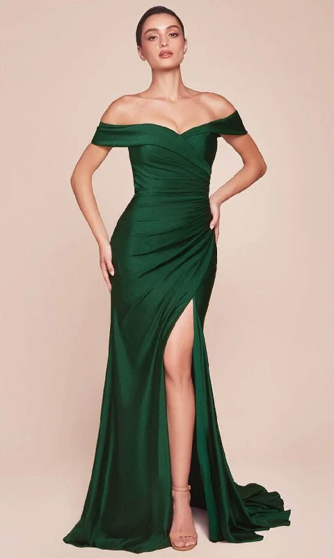 Ladivine CD790 - Ruched Off Shoulder Long Gown