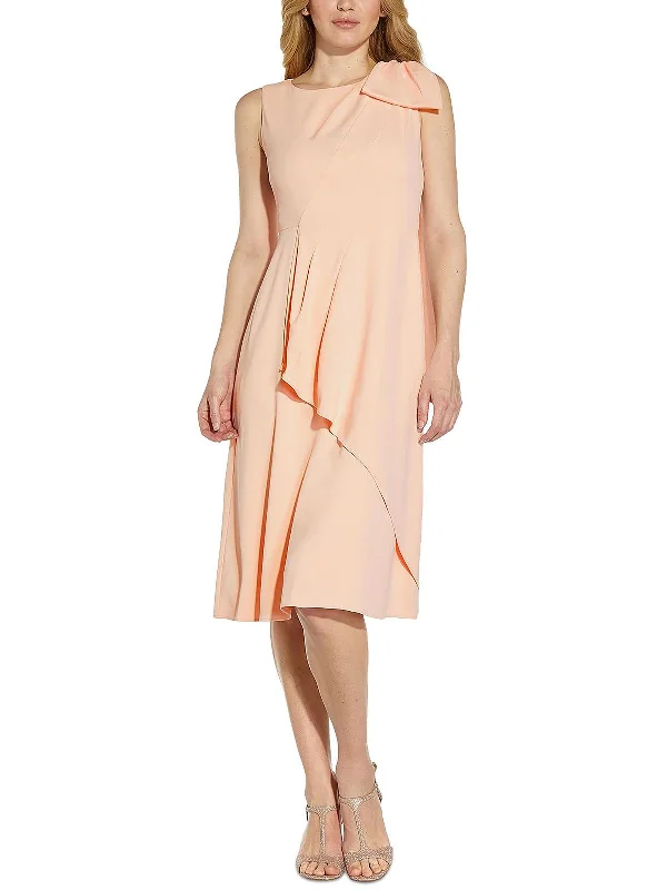 Womens Crepe Below Knee Midi Dress