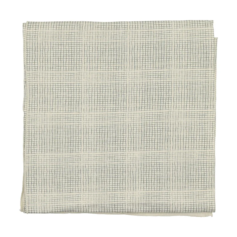 Lilette Grid Blanket - Cream/Blue