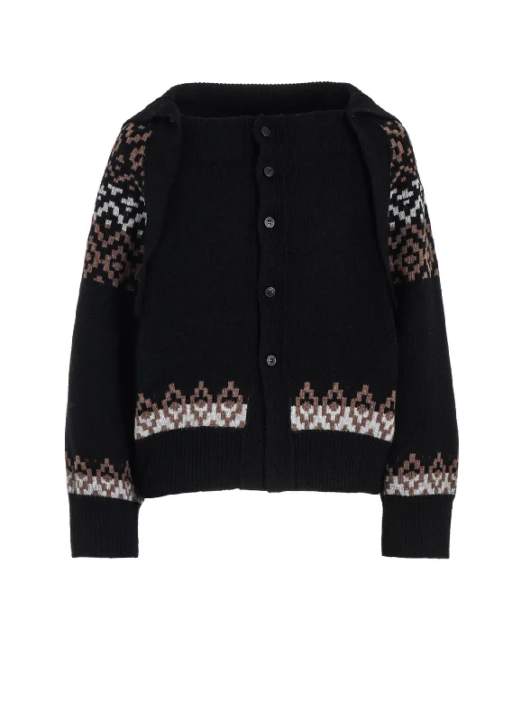 JACQUARD JERSEY RAGLAN TAPE CARDIGAN