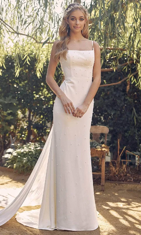 Nox Anabel - Sleeveless Pearl Accent Bridal Dress QW963