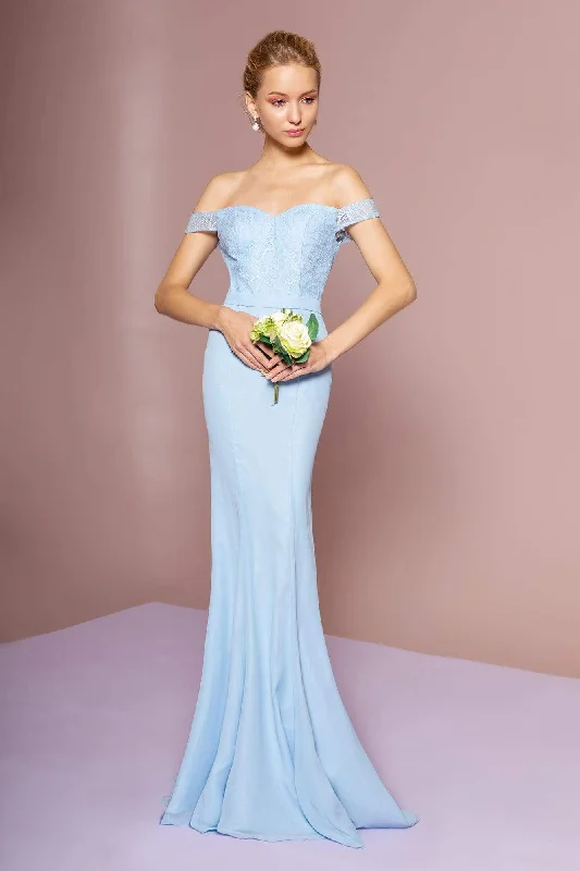 Elizabeth K - GL2697 Off Shoulder Lace Bodice Mermaid Gown