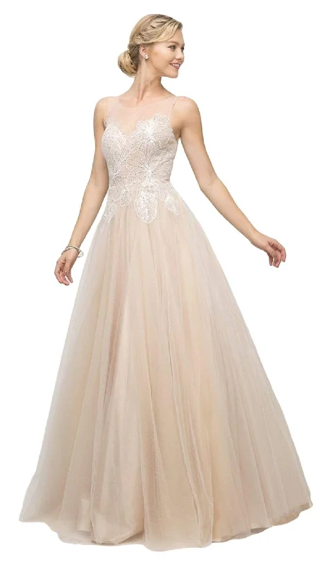 Cinderella Divine - UE009 Illusion Neckline Lace Bodice Tulle Gown