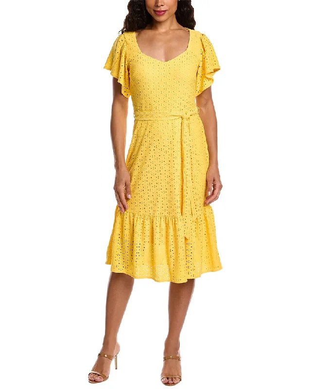 London Times Eyelet Midi Dress