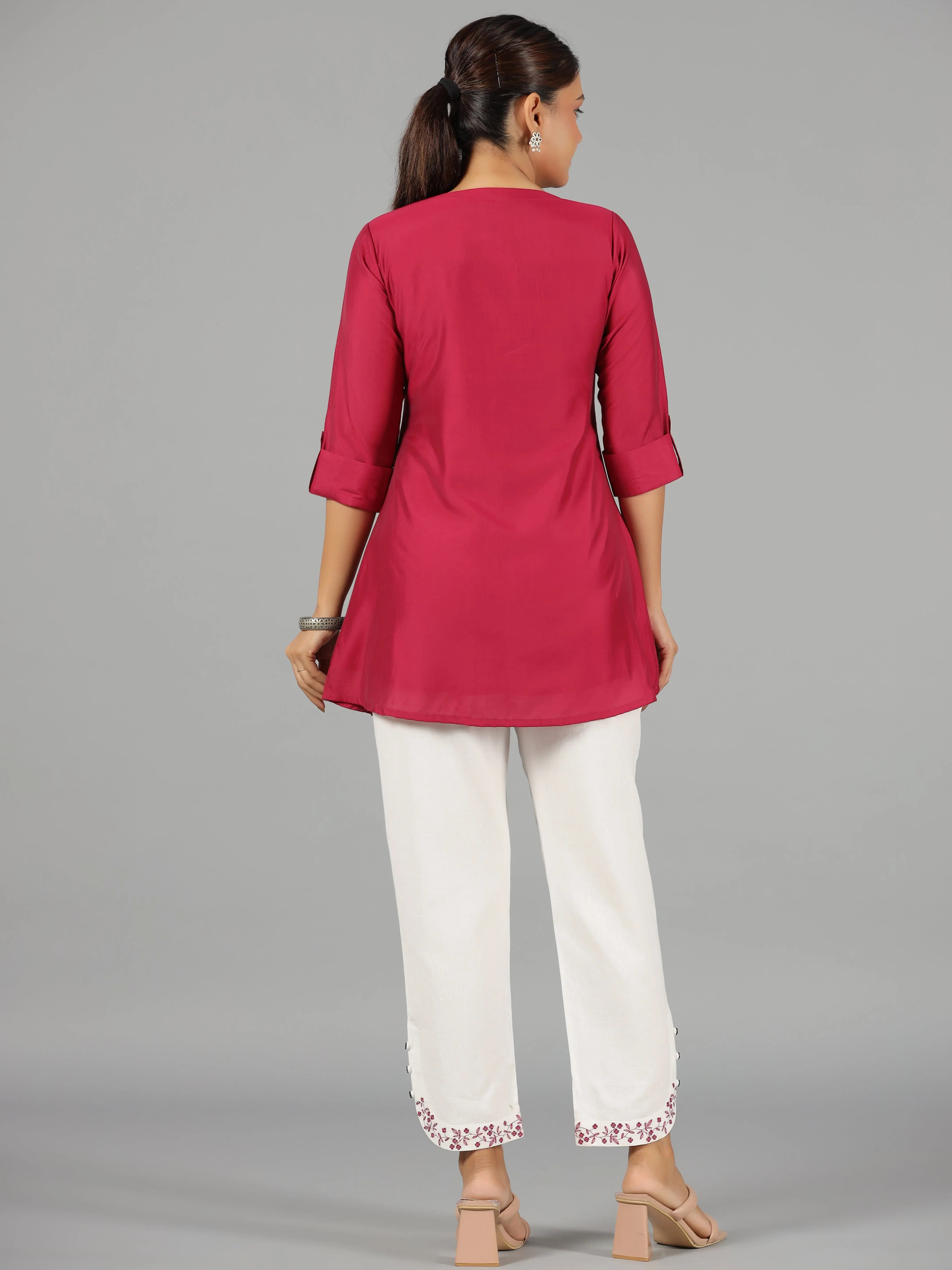 Women Embroidered Standard Pink Jumpsuits & Sets