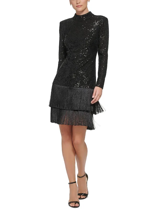 Womens Embellished Cocktail Mini Dress