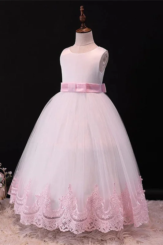 Pink Sleeveless Bow Back Ball Gown