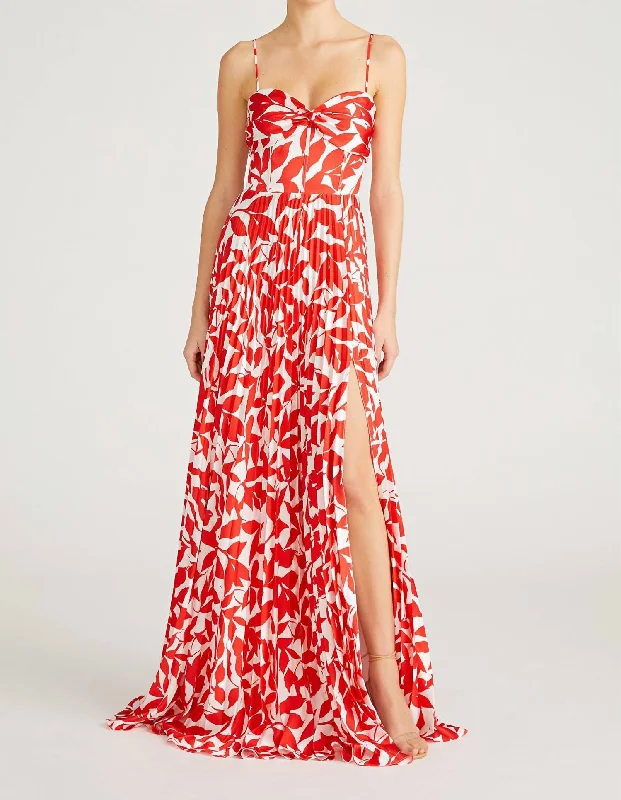 Cameron Sleeveless Long Dress In Falling Leaves