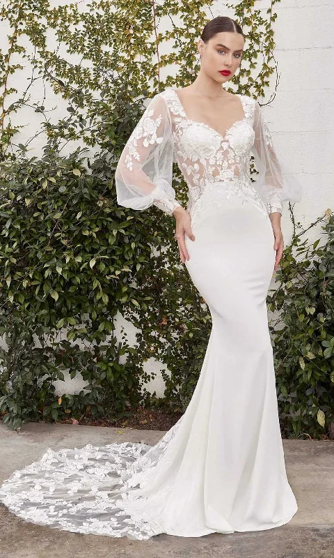 Andrea and Leo - A1079W Floral Ornate Bishop Sleeve Bridal Gown