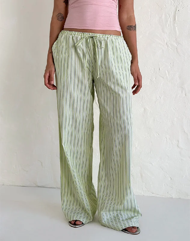 Samir Trouser in Light Green Stripe