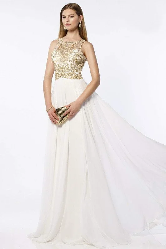 Alyce Paris - Sleeveless Beaded Chiffon A-line Gown 6681