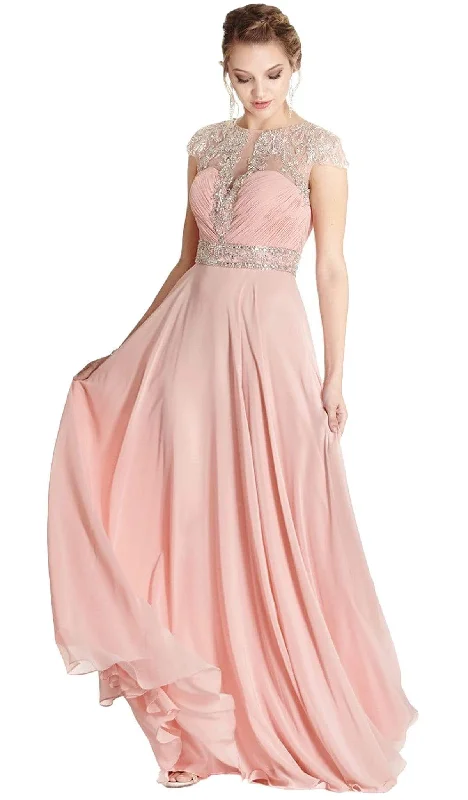 Aspeed Design - Embellished Ruched Illusion Jewel Prom Dress