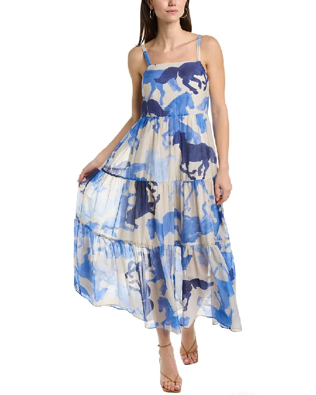 Marella Asterix Silk-Blend Midi Dress