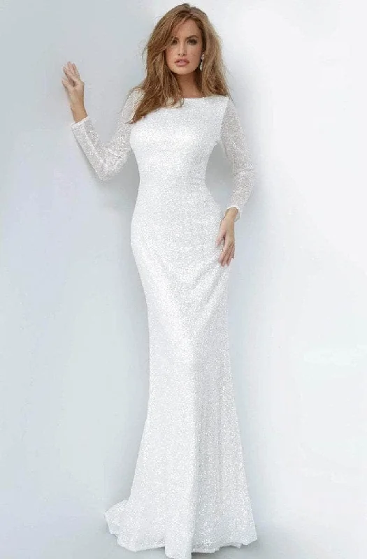 Jovani - Long Sleeve Glitter Evening Dress 2927SC