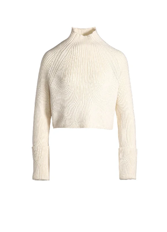 COTTON WOOL RIB SHORT PULLOVER