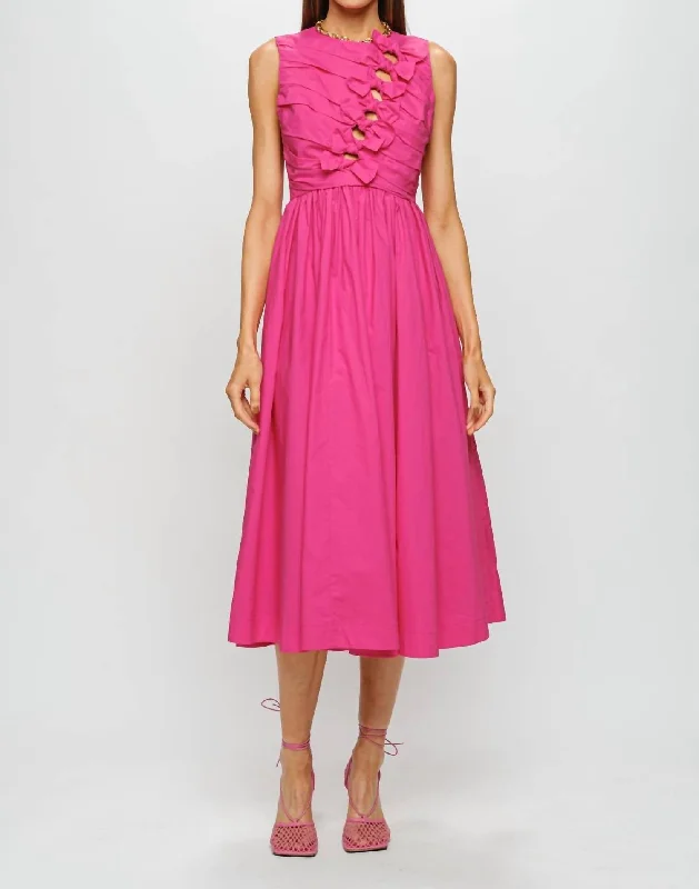 Selina Midi Dress in Fuchsia