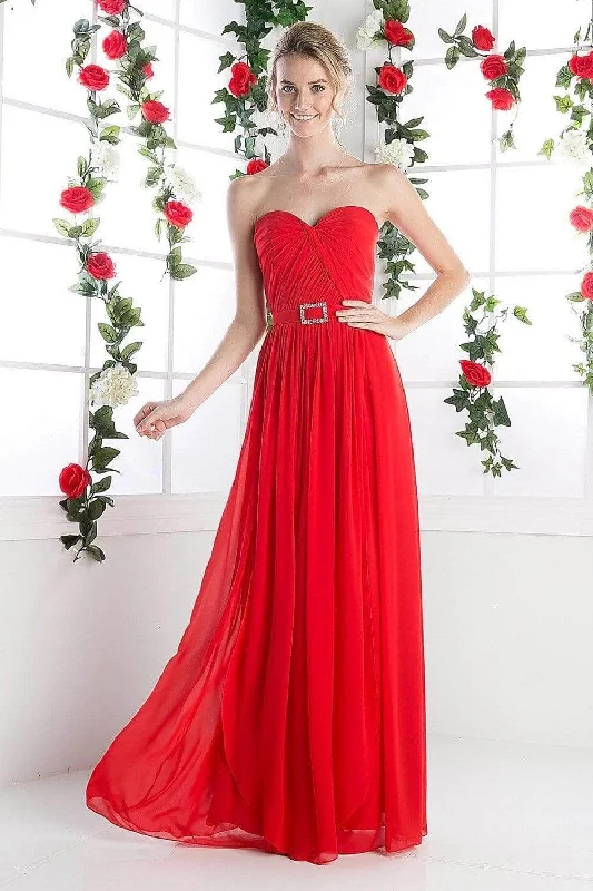 Ladivine C7460 - Strapless Twined Front Chiffon Evening Gown