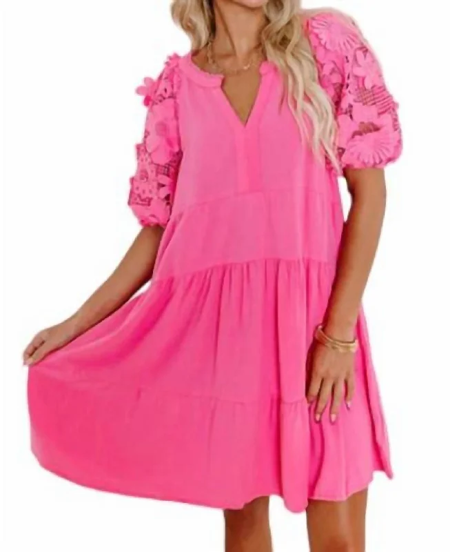 Babydoll Mini Dress In Bubblegum Pink