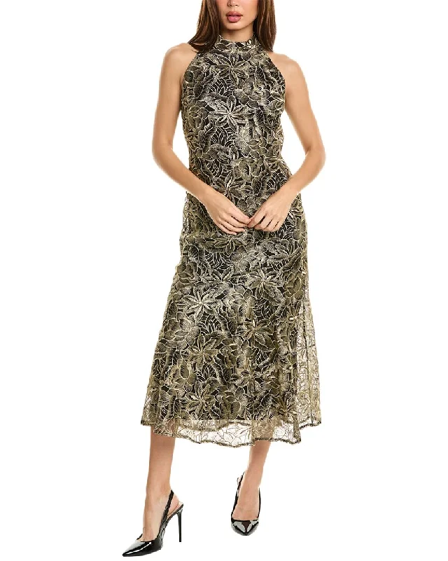 Sam Edelman Platinum Leafy Embroidery Maxi Dress