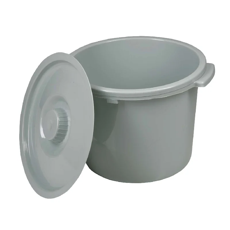 Roscoe Commode Bucket with Handle and Lid (BS31C, BTH-31C), Grey (Case of 12)