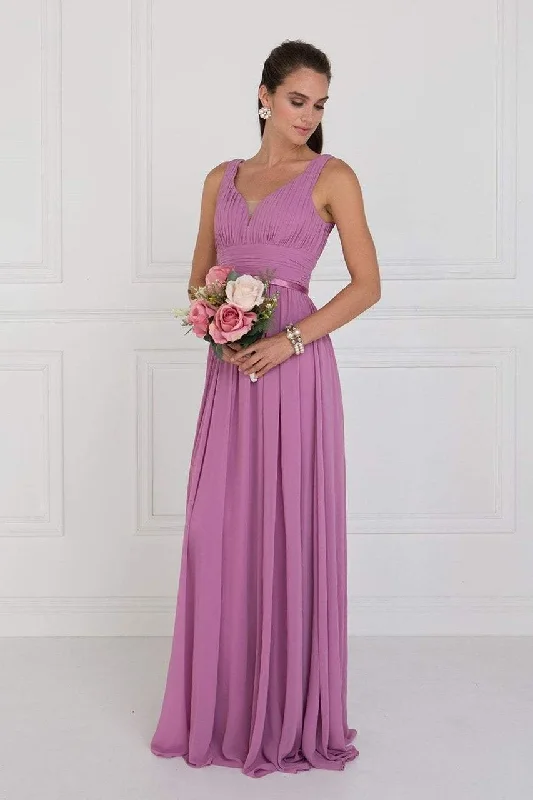 Elizabeth K - GL1525 Ruched Deep Sweetheart Chiffon A-Line Gown