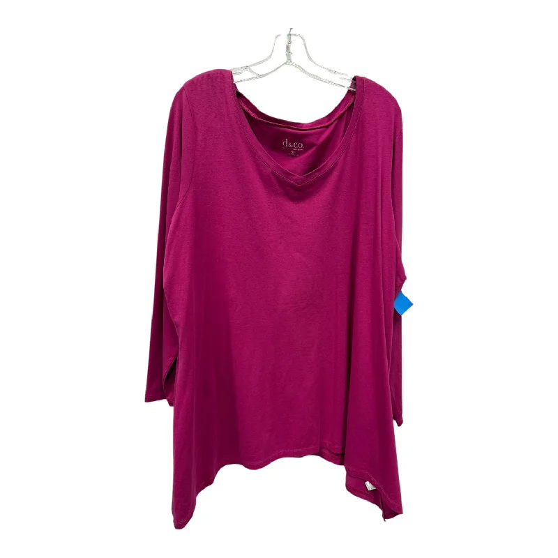 Top Ls By Denim And Company In Pink, Size:2X