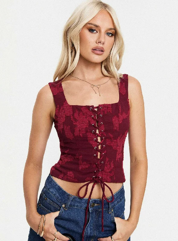 Vincenzo Corset Top Red